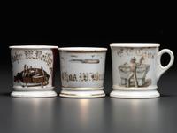 Three Porcelain Occupational Shaving Mugs