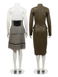 Three Louis Vuitton Pieces: One Leather Coat and One Two-Piece Skirt Ensemble, 2000-10s