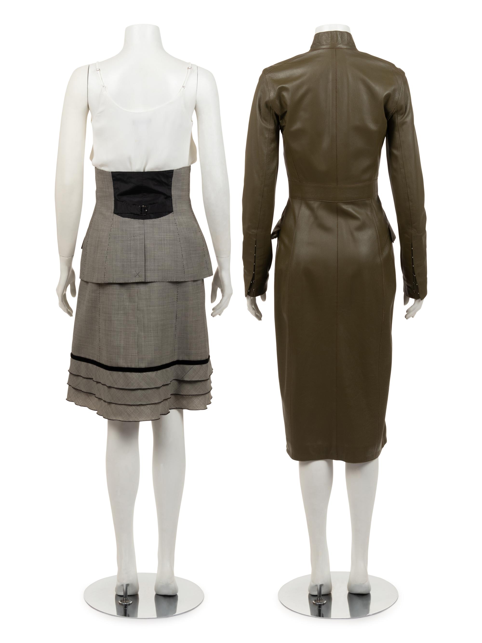 Three Louis Vuitton Pieces: One Leather Coat and One Two-Piece Skirt Ensemble, 2000-10s