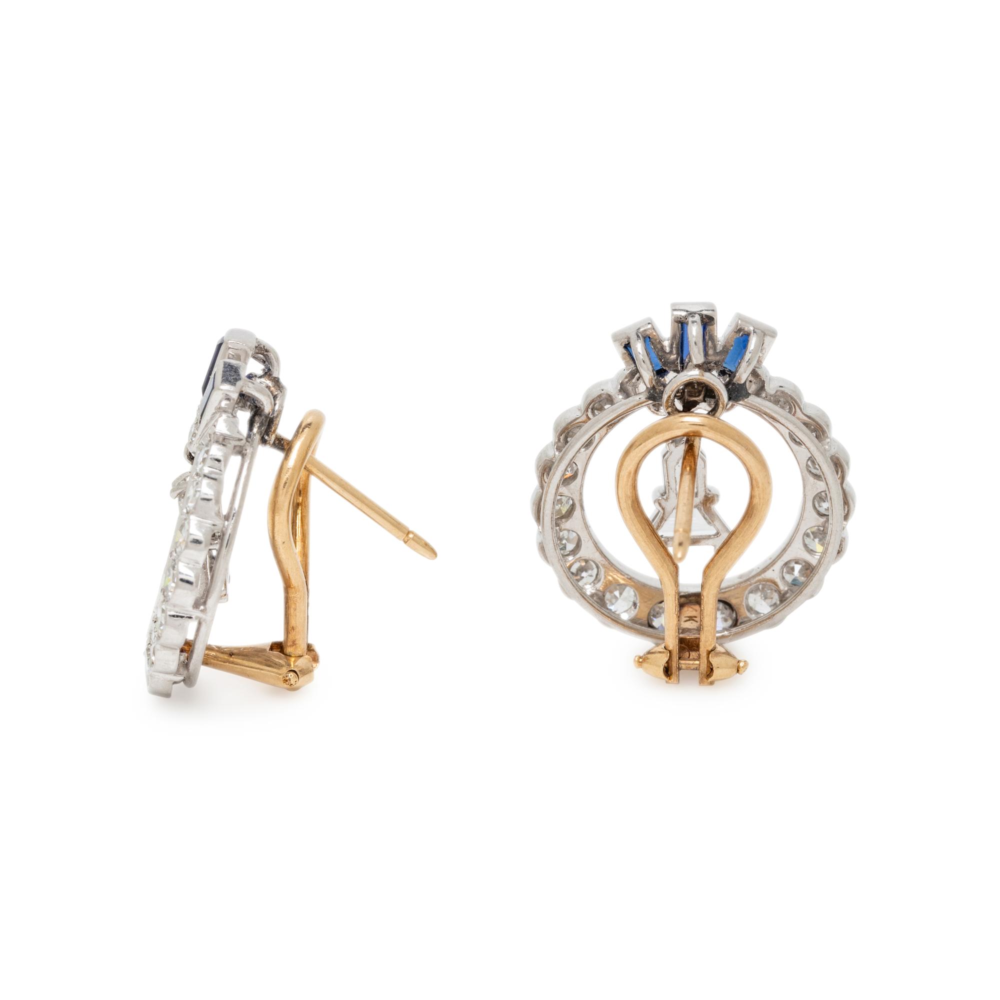 DIAMOND AND SYNTHETIC SAPPHIRE EARRINGS