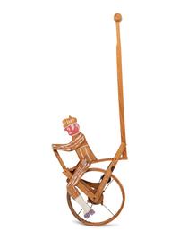 A Child’s Carved and Painted Wood Unicycle Push Toy