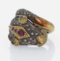 A Silver and Gold Men's Ring and Baroque Pearl Necklace