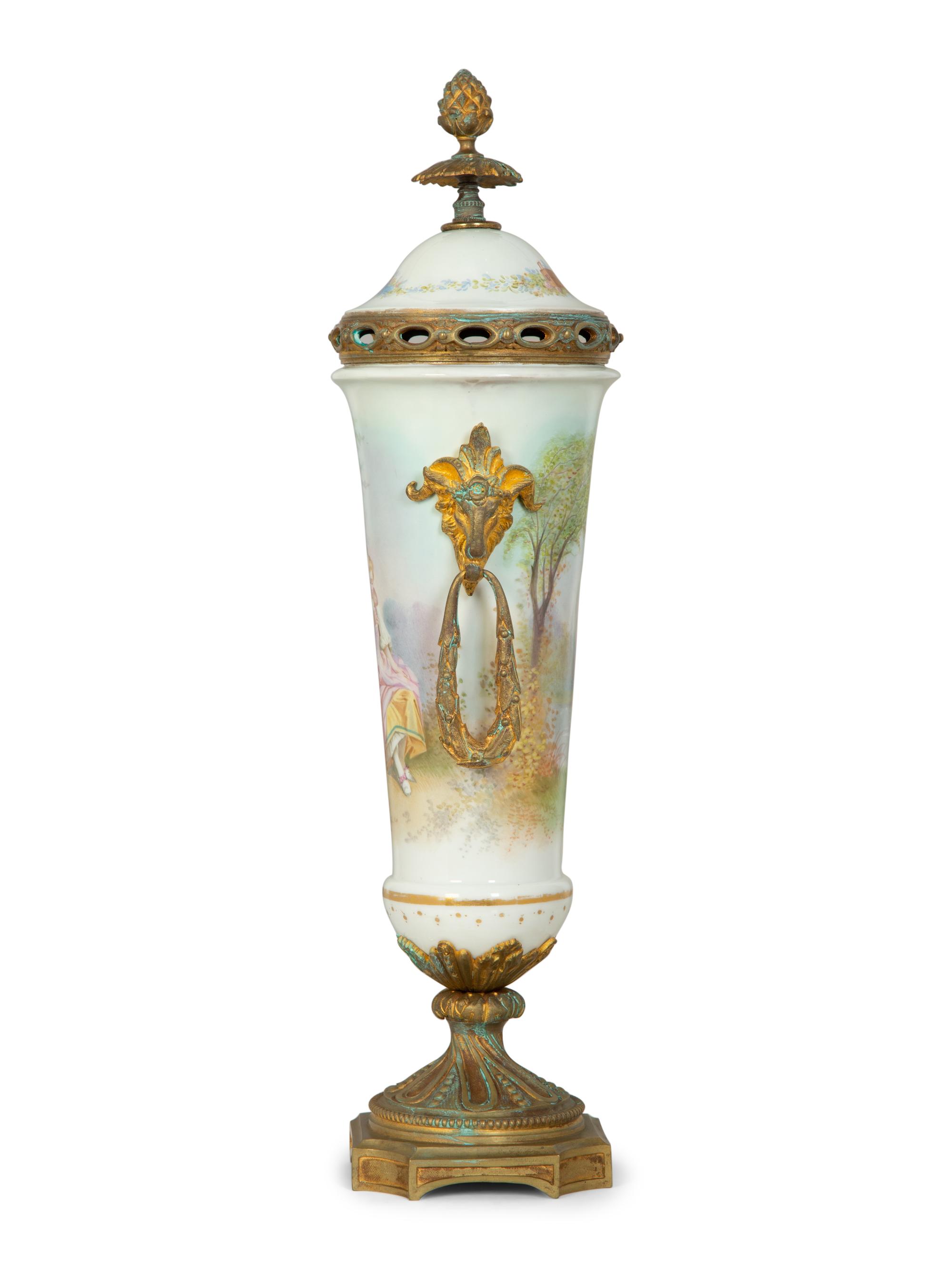 A Gilt Bronze Mounted Sèvres Style Porcelain Urn