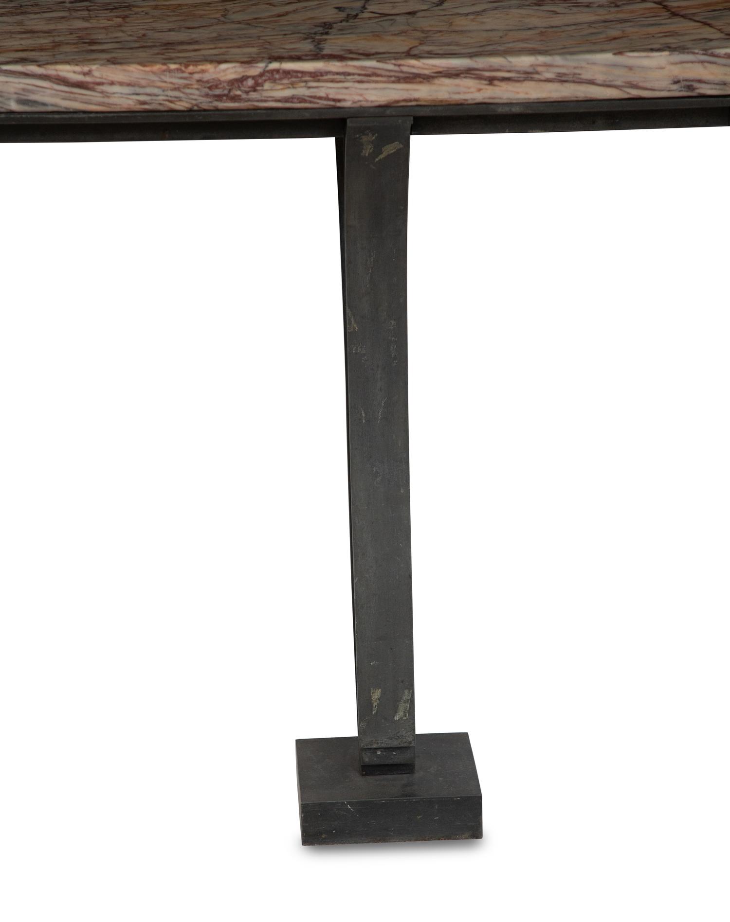 A French Art Deco Patinated Bronze Console