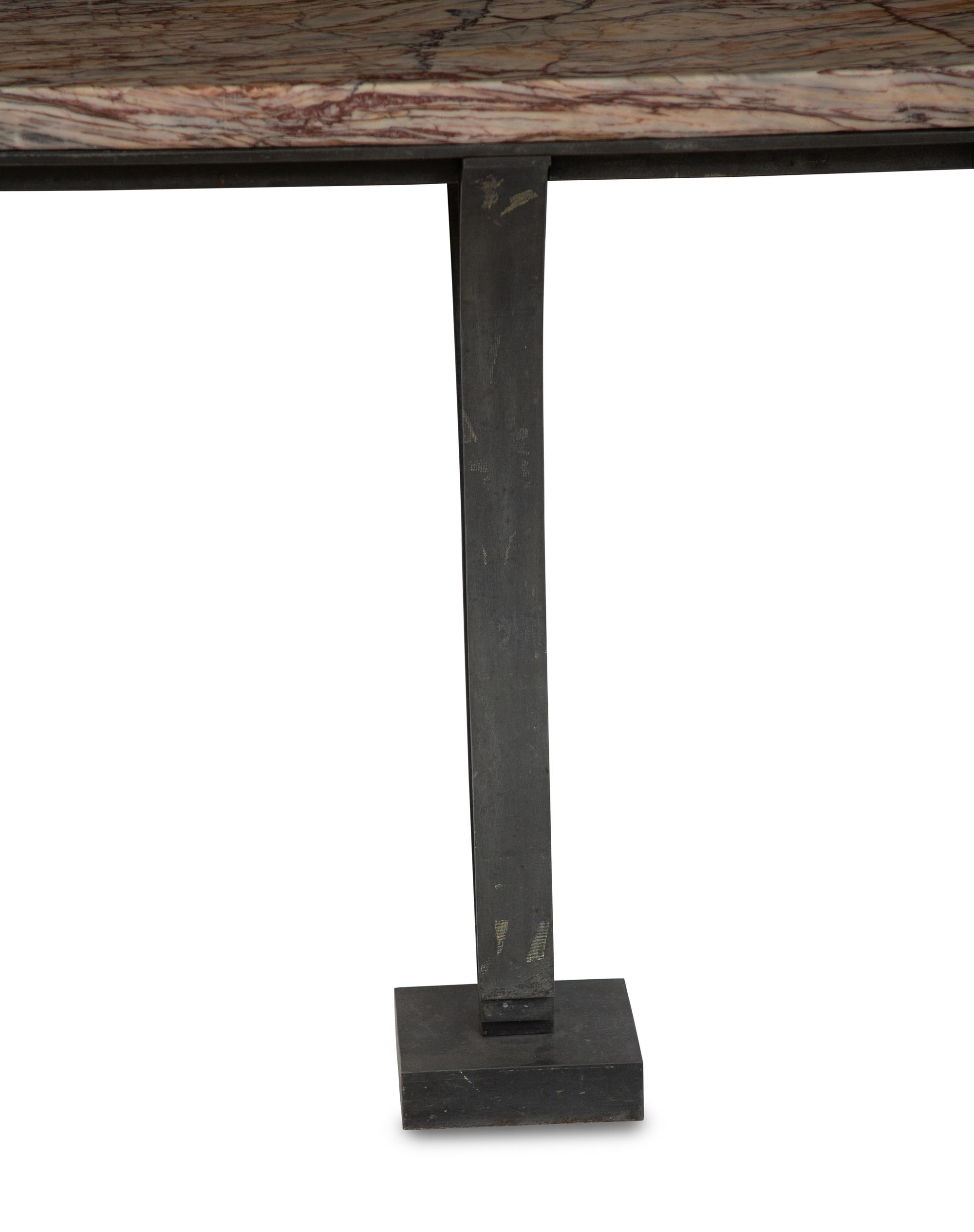 A French Art Deco Patinated Bronze Console
