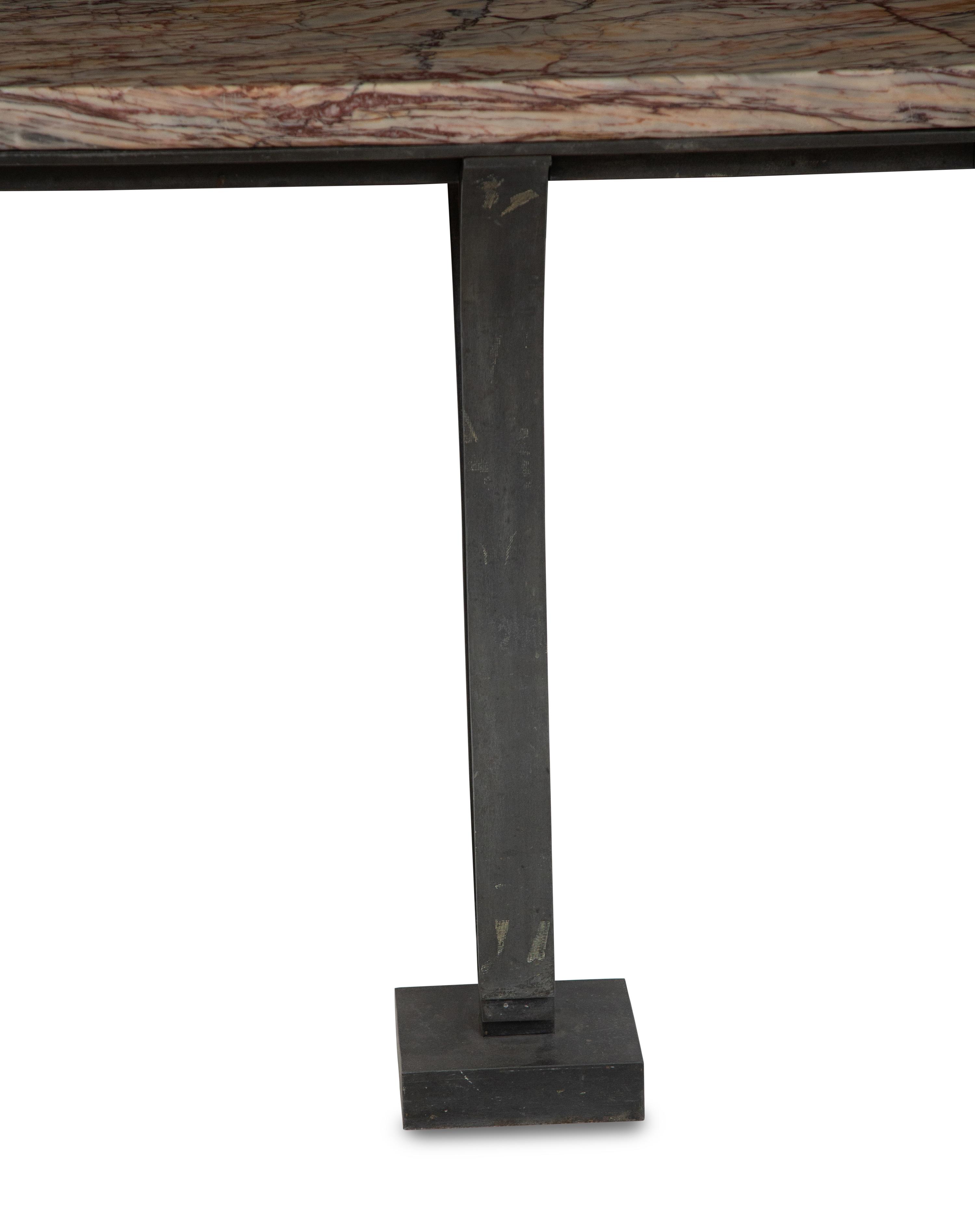 A French Art Deco Patinated Bronze Console