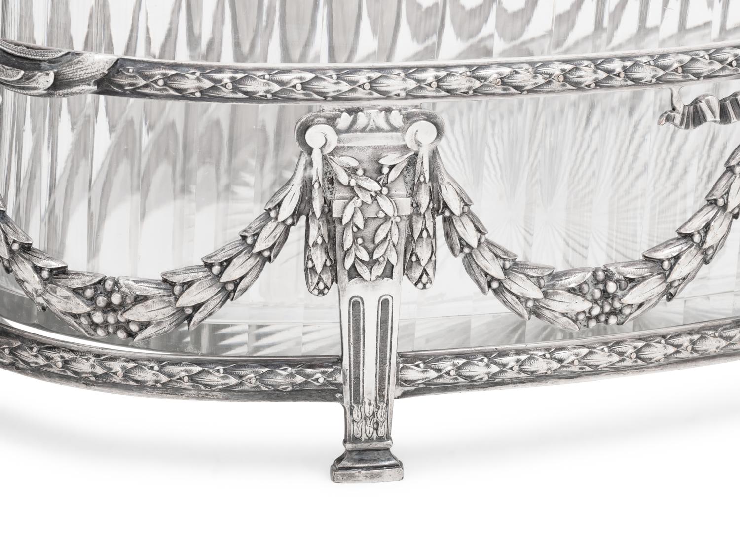A French Silver-Plate and Cut Glass Center Bowl