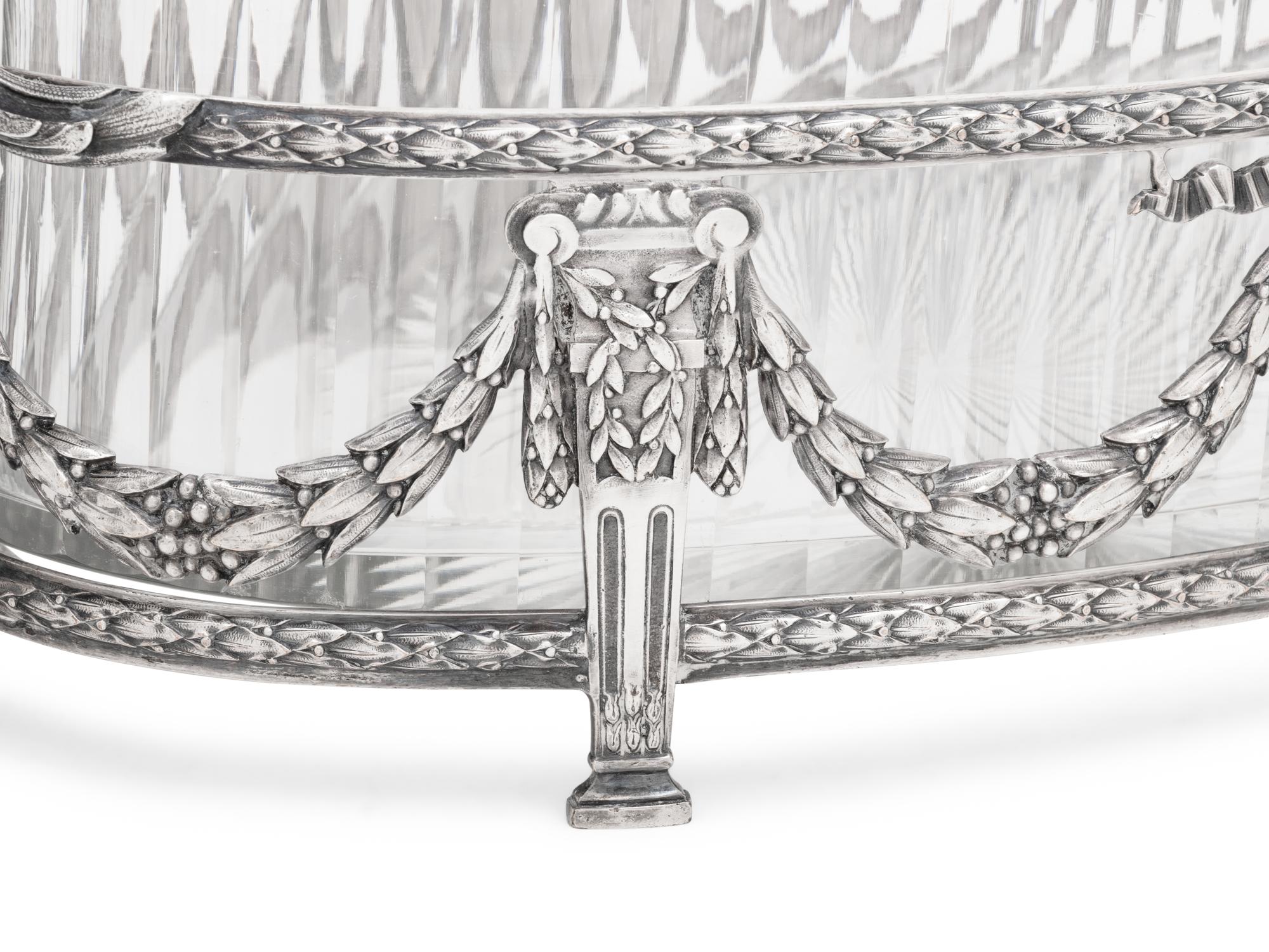 A French Silver-Plate and Cut Glass Center Bowl
