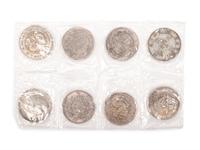 Five Chinese Silver Ingots and Eight Chinese Silver Coins