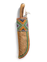 Plateau Beaded Hide Knife Sheath and Knife