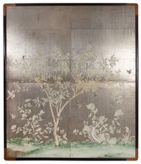 Three Gracie Hand-Painted Wallpaper Panels Largest height 83 3/4 x width 70 1/2 inches. — MID-20TH CENTURY