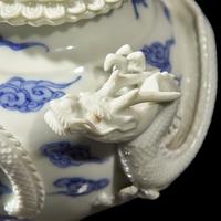 A Japanese Hirado "Dragons" Koro with Reticulated Cover and Base, Meiji Period