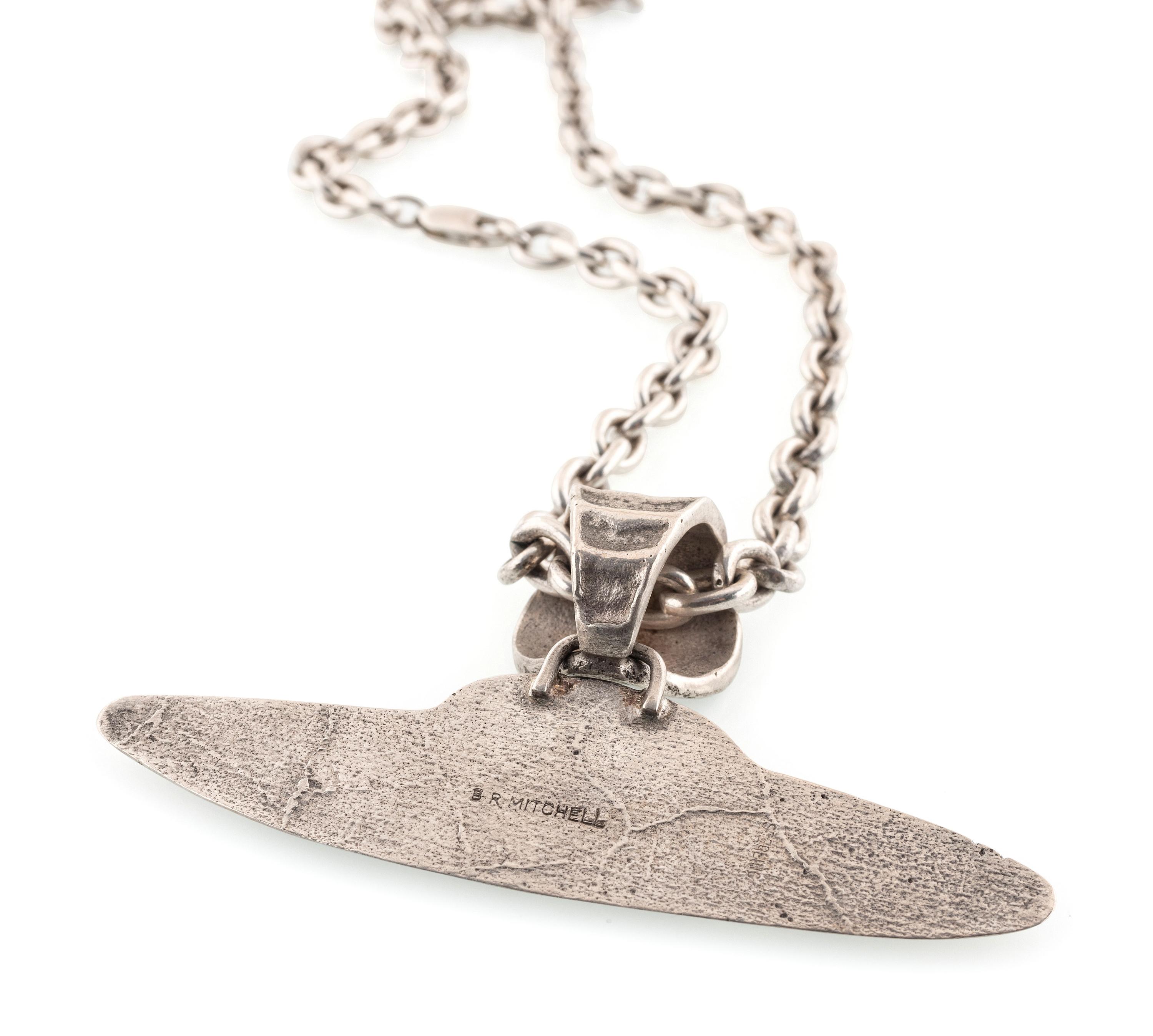 Navajo Tufa Cast Silver Space Themed Necklace
