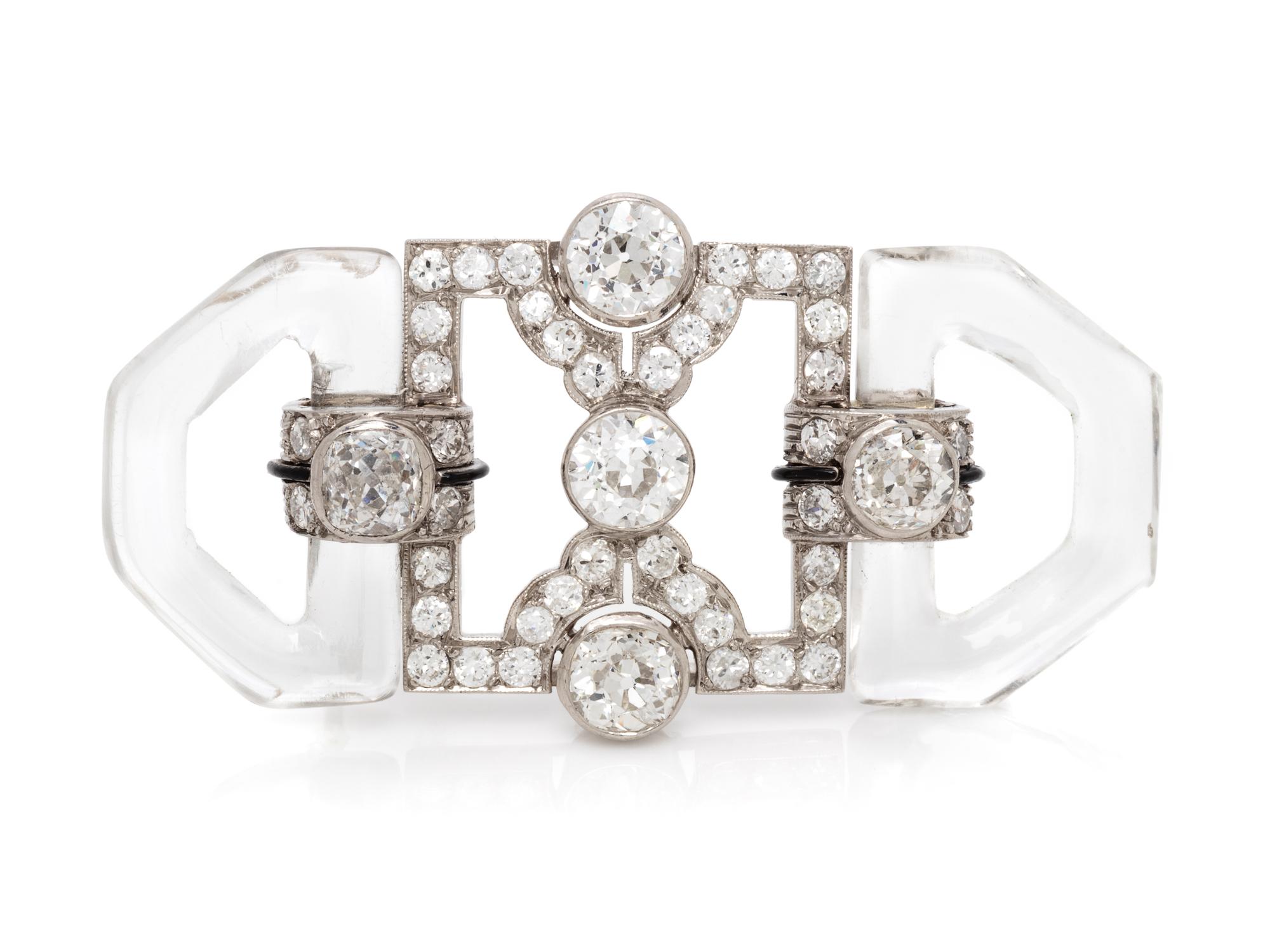 CARTIER, ART DECO, DIAMOND AND ROCK CRYSTAL BROOCH