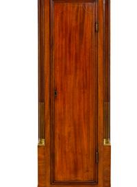 An American Mahogany Brass-Mounted, Inlaid and Carved Mahogany Tall Case Clock