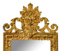 A Pair of Continental Mirror-Inset Gilt Brass Three-Light Girandoles