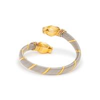CARTIER, STEEL AND YELLOW GOLD PANTHER BYPASS BANGLE BRACELET