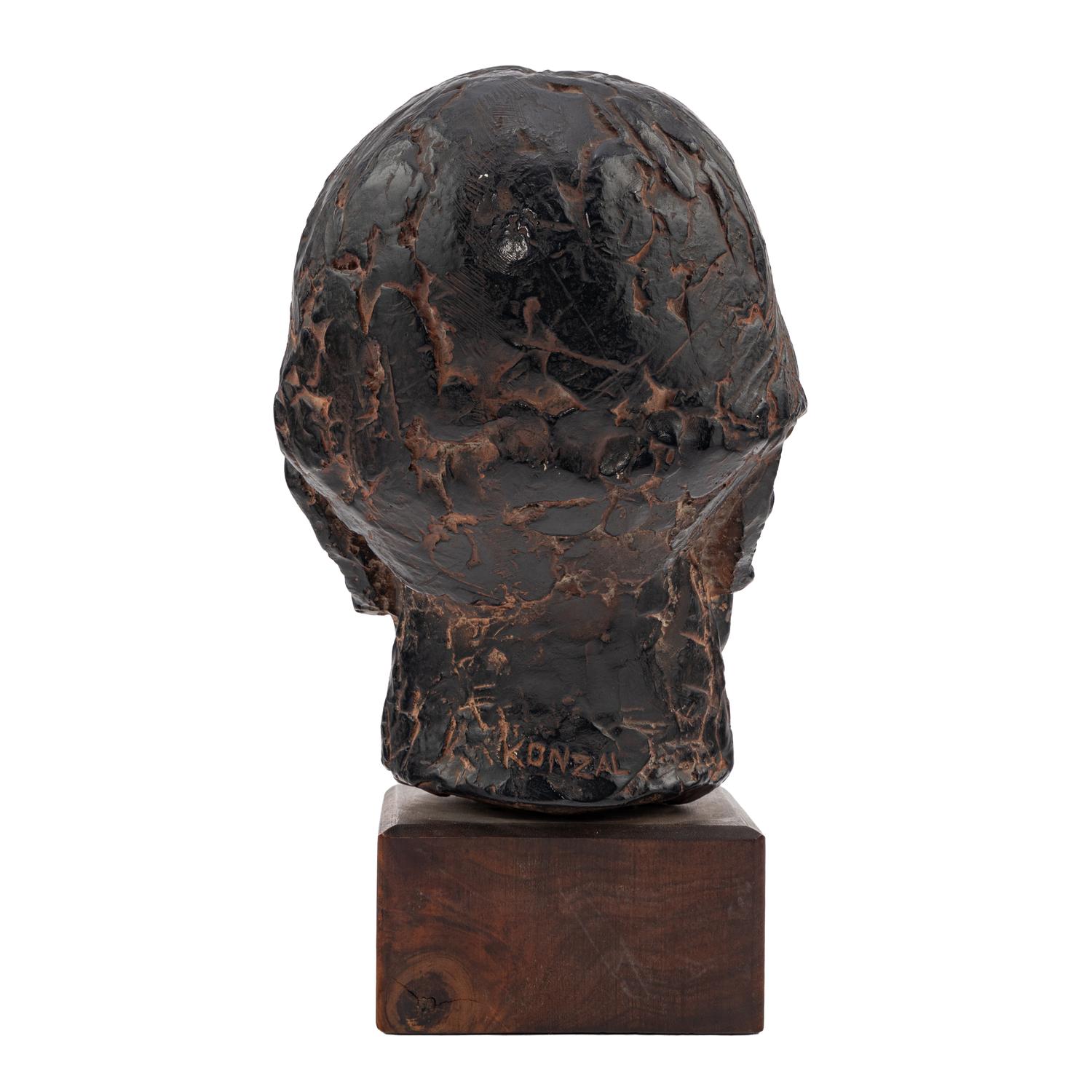 Joseph Konzal (American 1905-1994) A bust of Carl Sandburg previously owned by Marilyn Monroe black-painted terra cotta bust