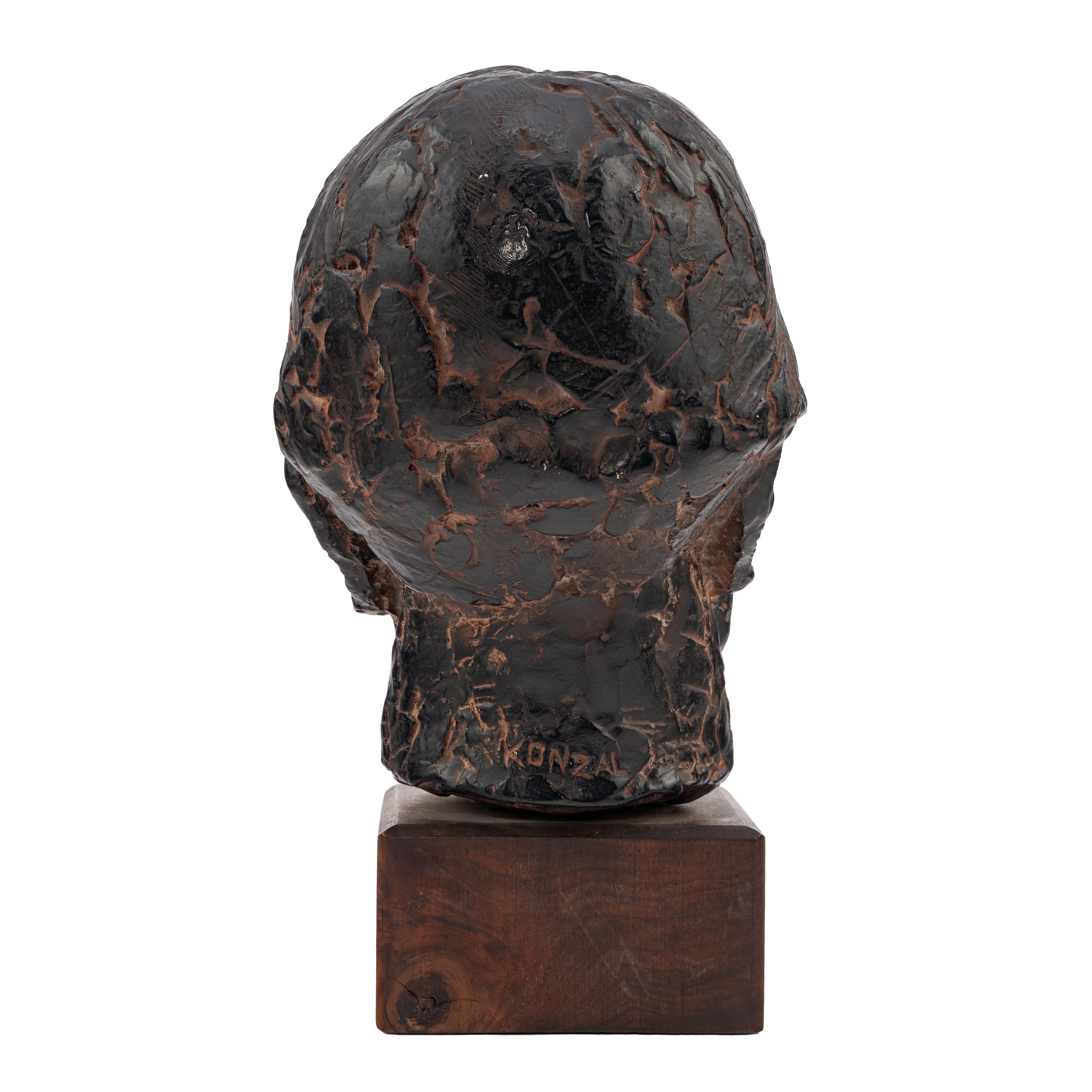 Joseph Konzal (American 1905-1994) A bust of Carl Sandburg previously owned by Marilyn Monroe black-painted terra cotta bust