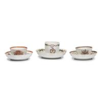 Twelve Chinese Export Armorial Porcelain and Famille Rose Tea and Coffee Cups and Saucers
