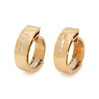 YELLOW GOLD AND DIAMOND HOOP EARCLIPS