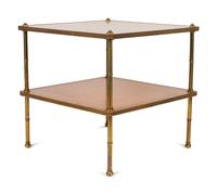 A Regency Style Walnut and Brass Two-Tier End Table