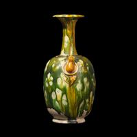 A Chinese Tang -Style Sancai Glazed Amphora Vase 三彩繫帶瓶