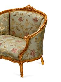 A Pair of Louis XV Style Giltwood Petit Canapes