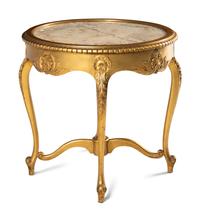 A Louis XV Style Giltwood Marble-Top Table