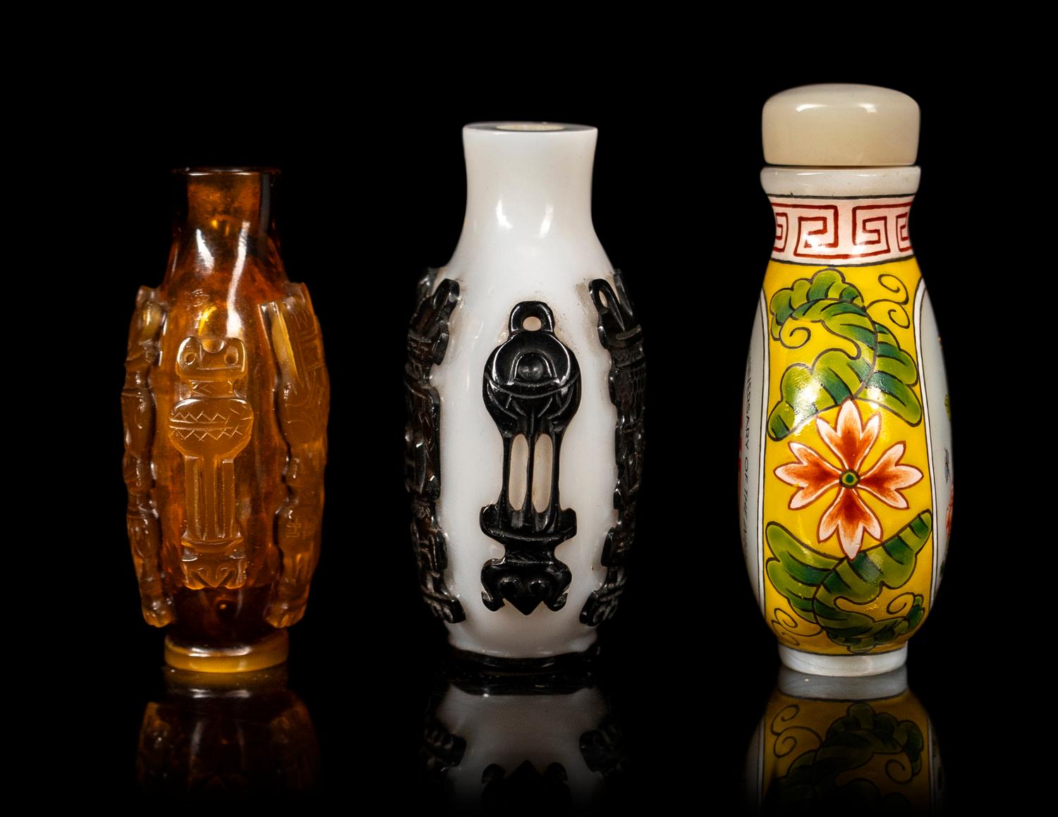 Three Chinese Glass Snuff Bottles