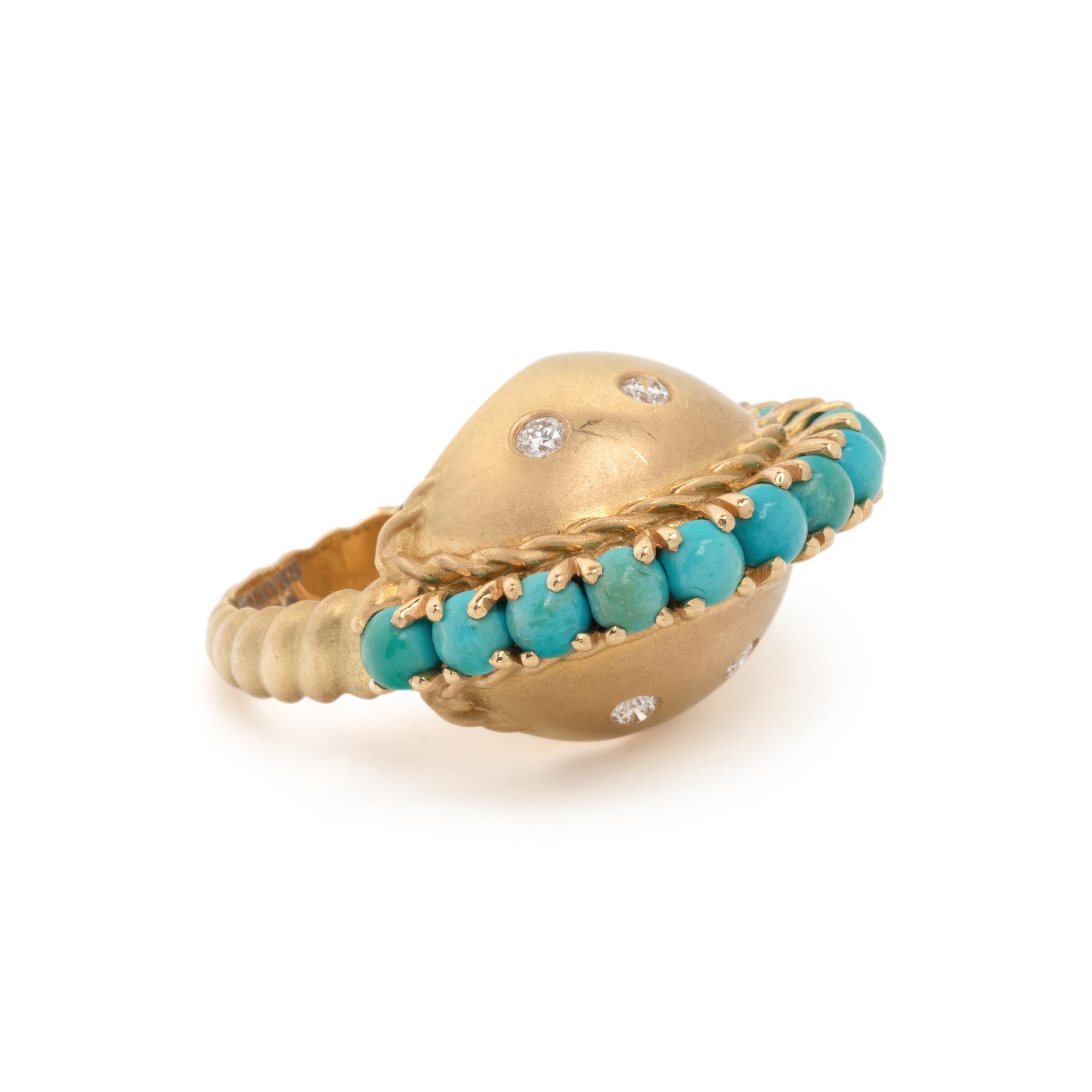 WENDY BRANDES, YELLOW GOLD, TURQUOISE AND DIAMOND RING