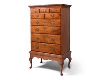 A Queen Anne Walnut Chest-On-Stand