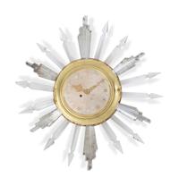 A Continental Gilt Metal and Glass Sunburst Clock