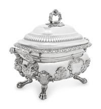A William IV Silver Tureen with Cover and an American Coin Silver Soup Ladle