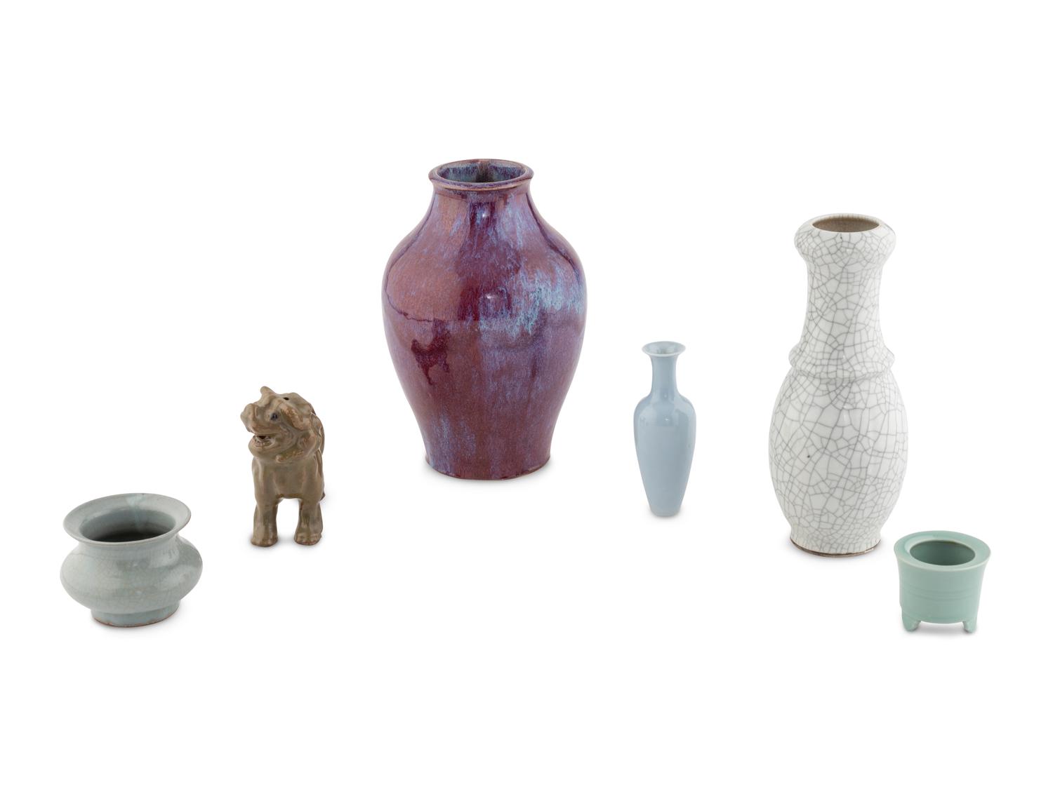 Six Chinese Monochrome Glazed Porcelain Articles