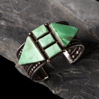 Mike Bird Romero (Ohkay Owingeh, b. 1946) — Silver and Turquoise Cuff Bracelet