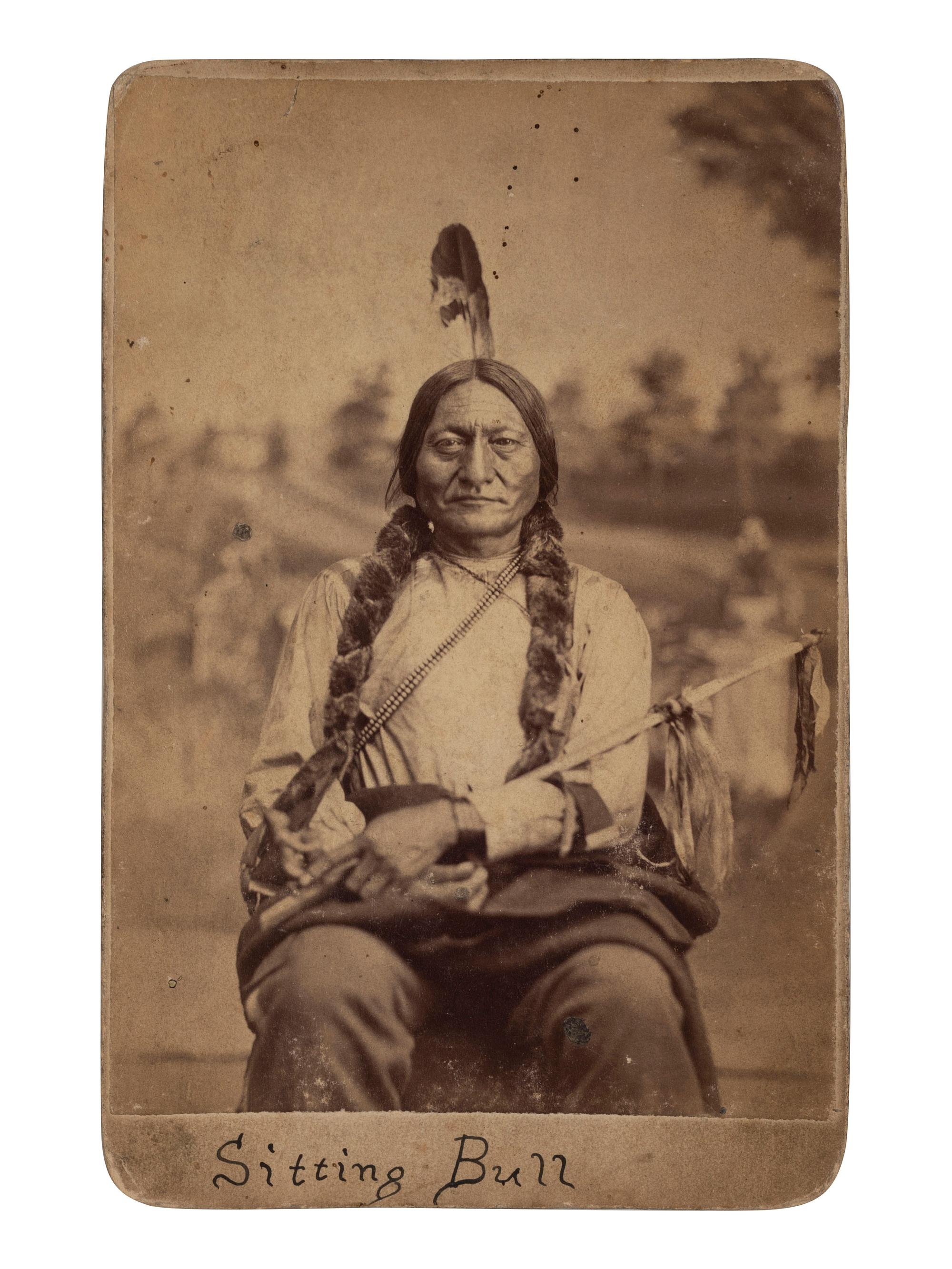 [NATIVE AMERICANS]. GOFF, O.S., photographer. A group of 2 cabinet cards of Sitting Bull and his camp. Bismarck, Dakota Territory.