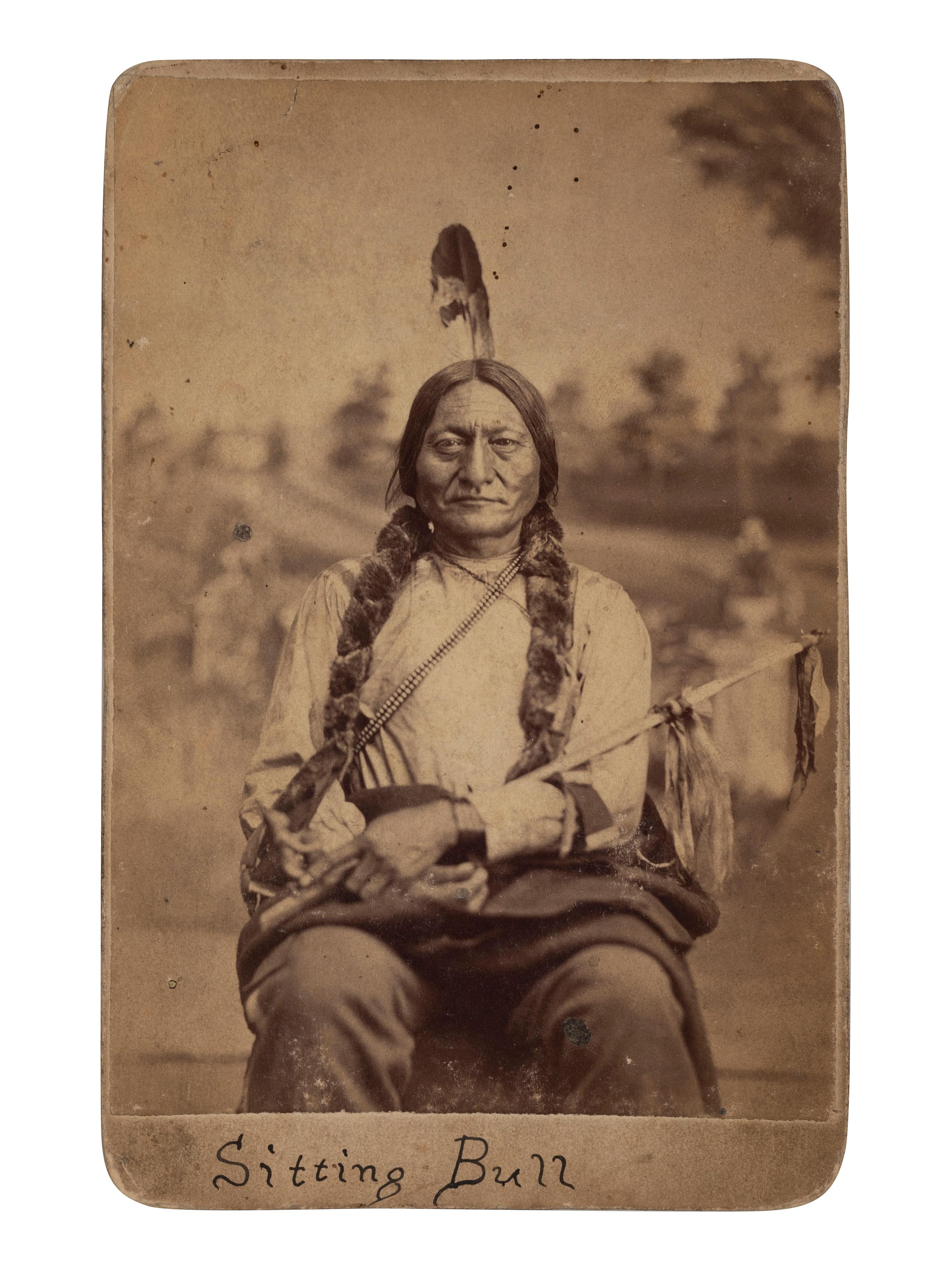 [NATIVE AMERICANS]. GOFF, O.S., photographer. A group of 2 cabinet cards of Sitting Bull and his camp. Bismarck, Dakota Territory.