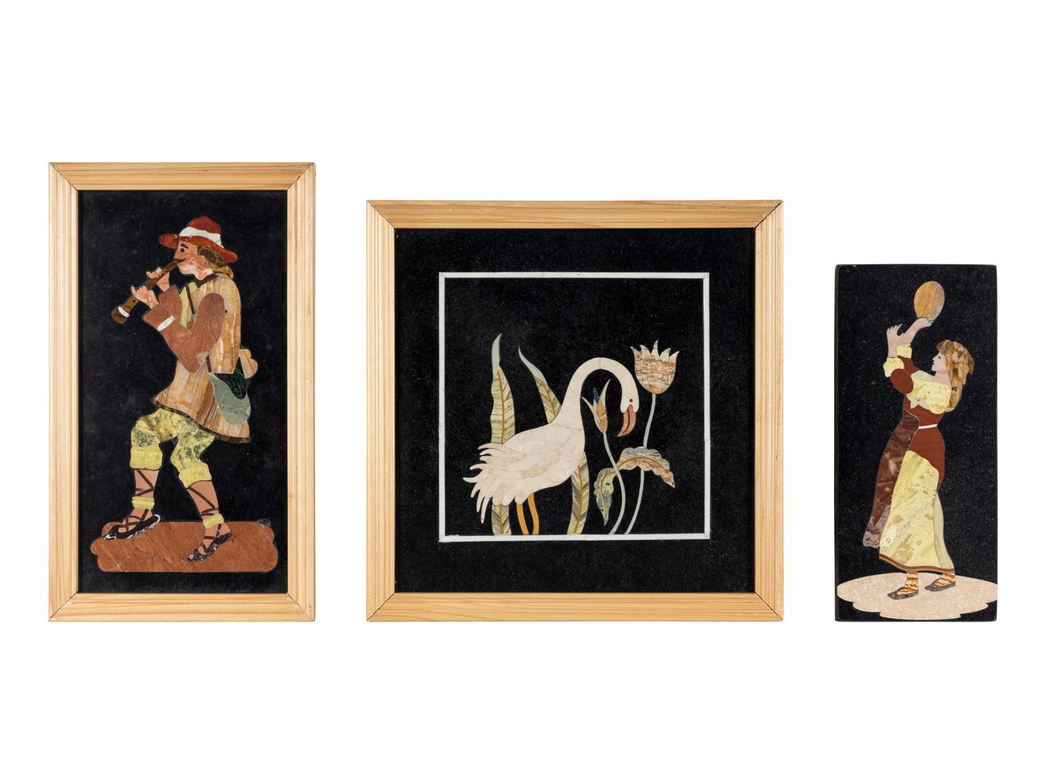 Three Continental Pietra Dura Plaques