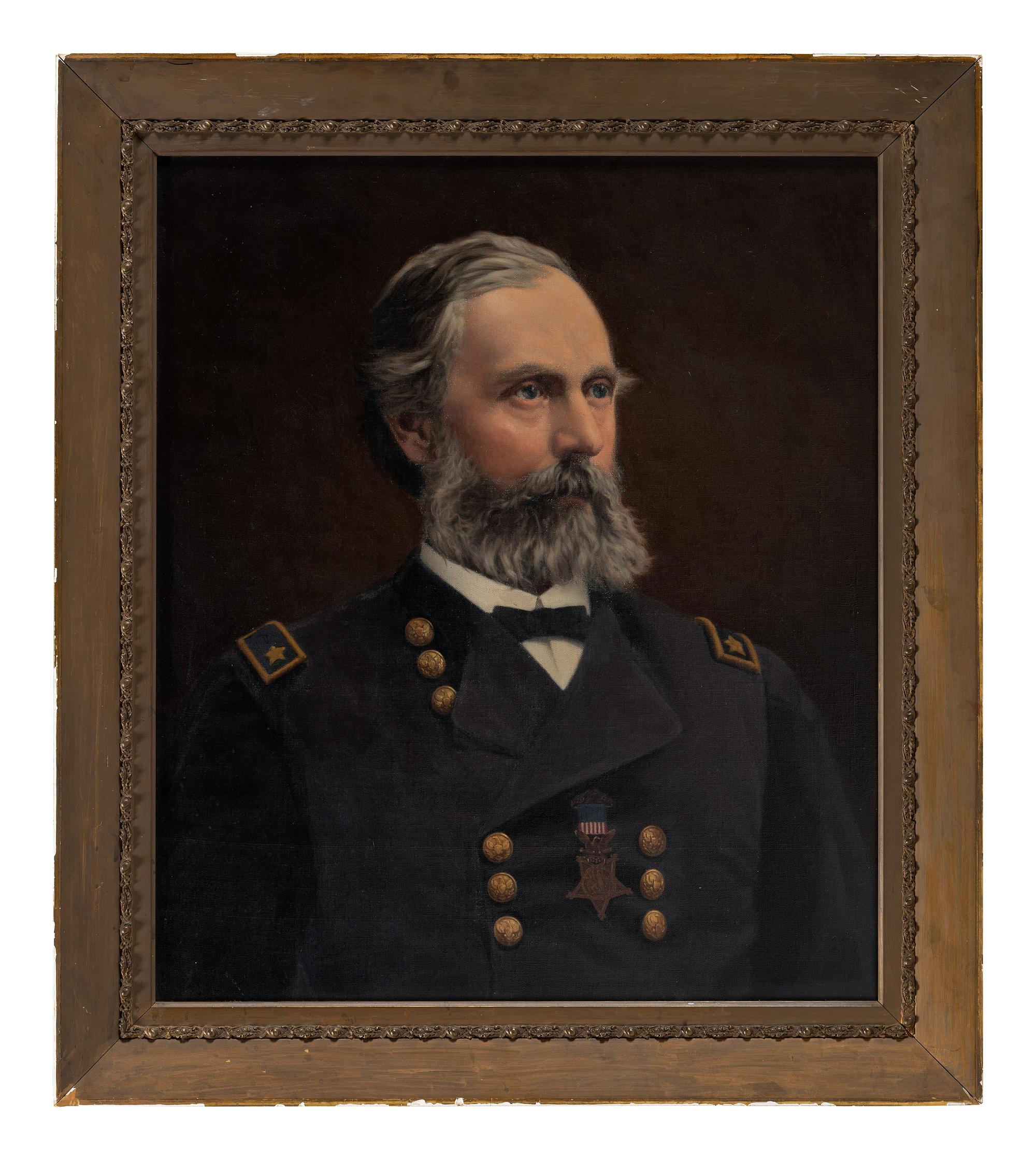 [CIVIL WAR]. Post-war oil portrait of General Orlando B. Willcox, Medal of Honor recipient.