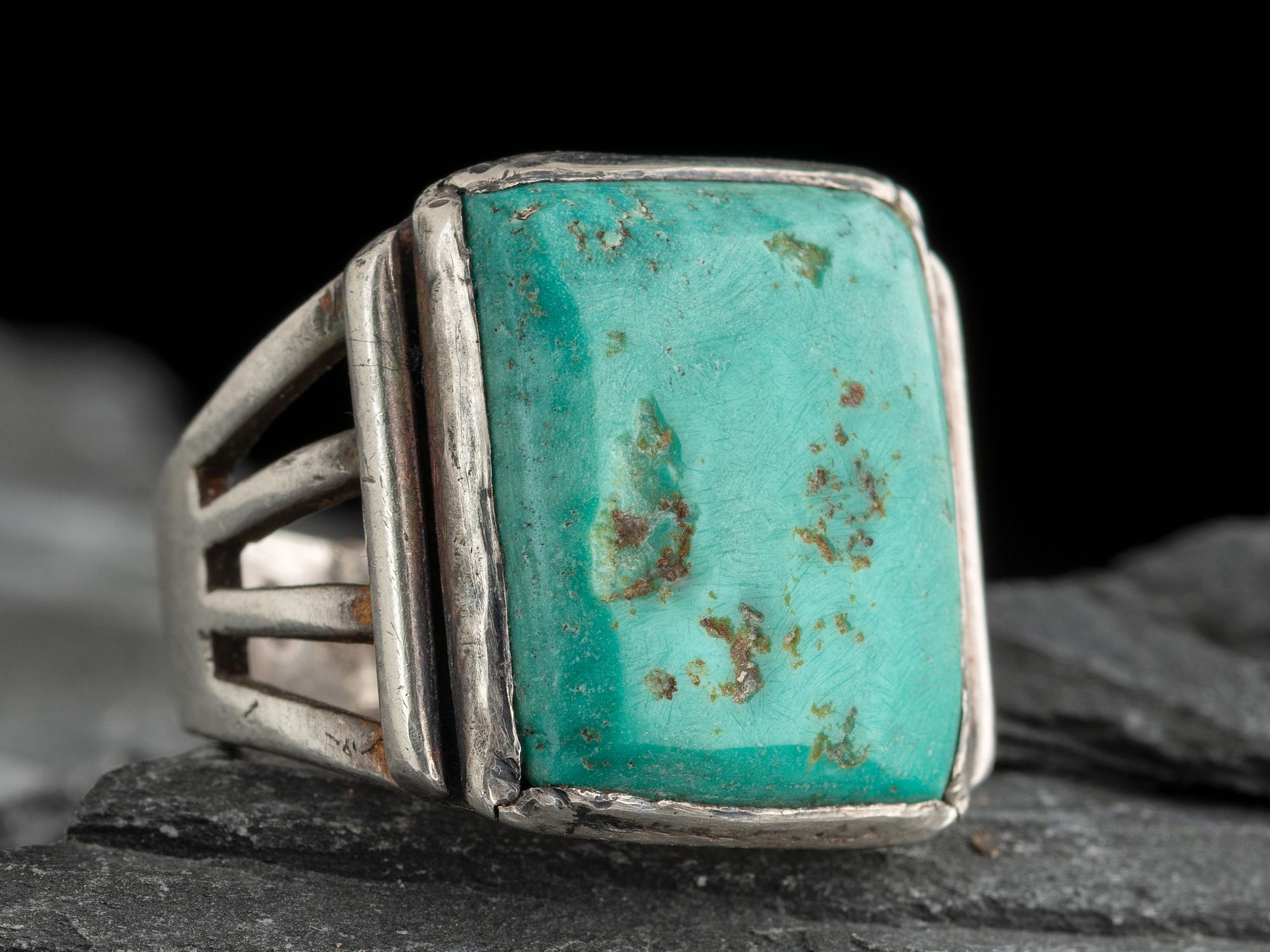 Navajo Split Shank Ingot and Turquoise Ring