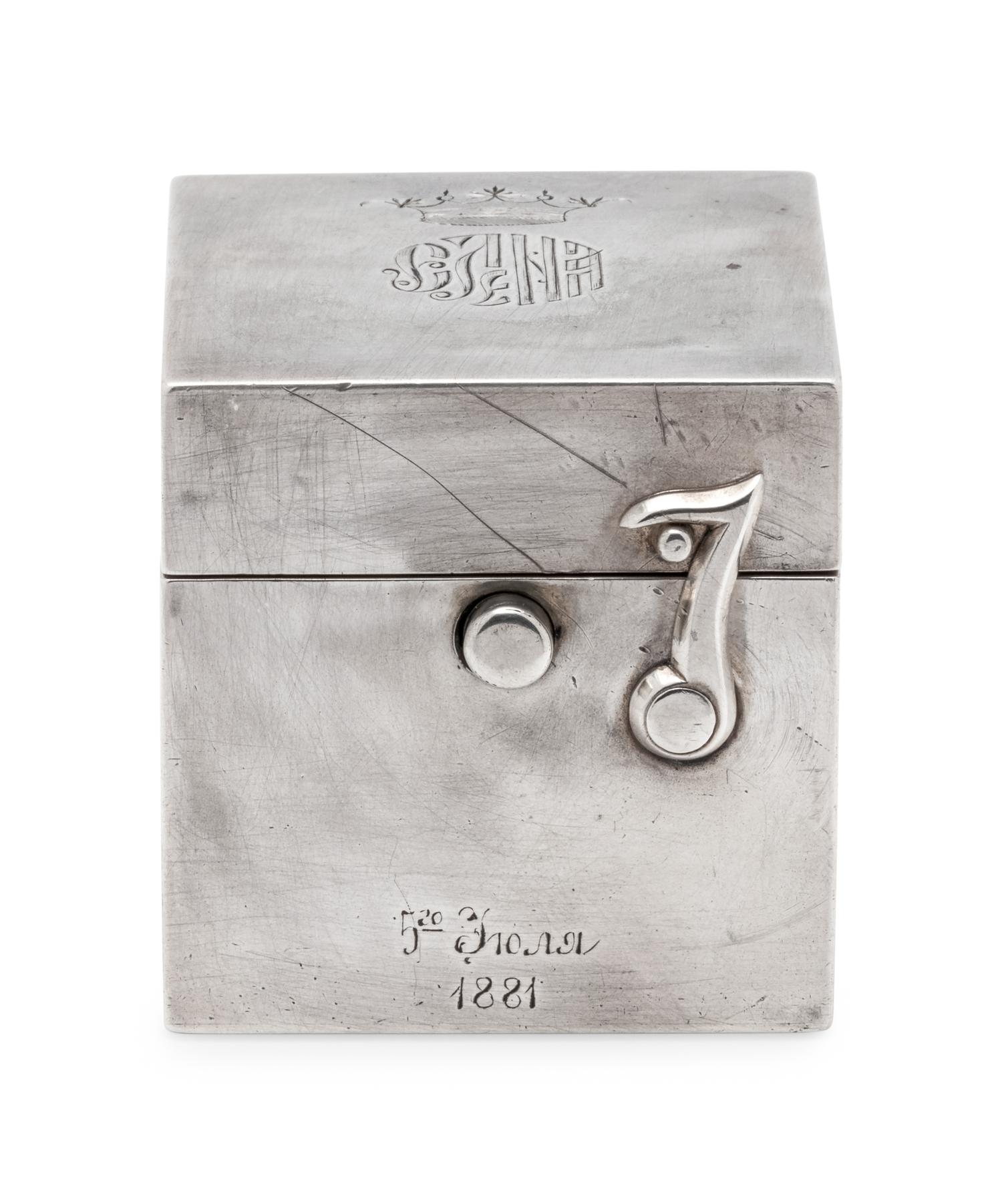 A Russian Silver Travel Inkwell