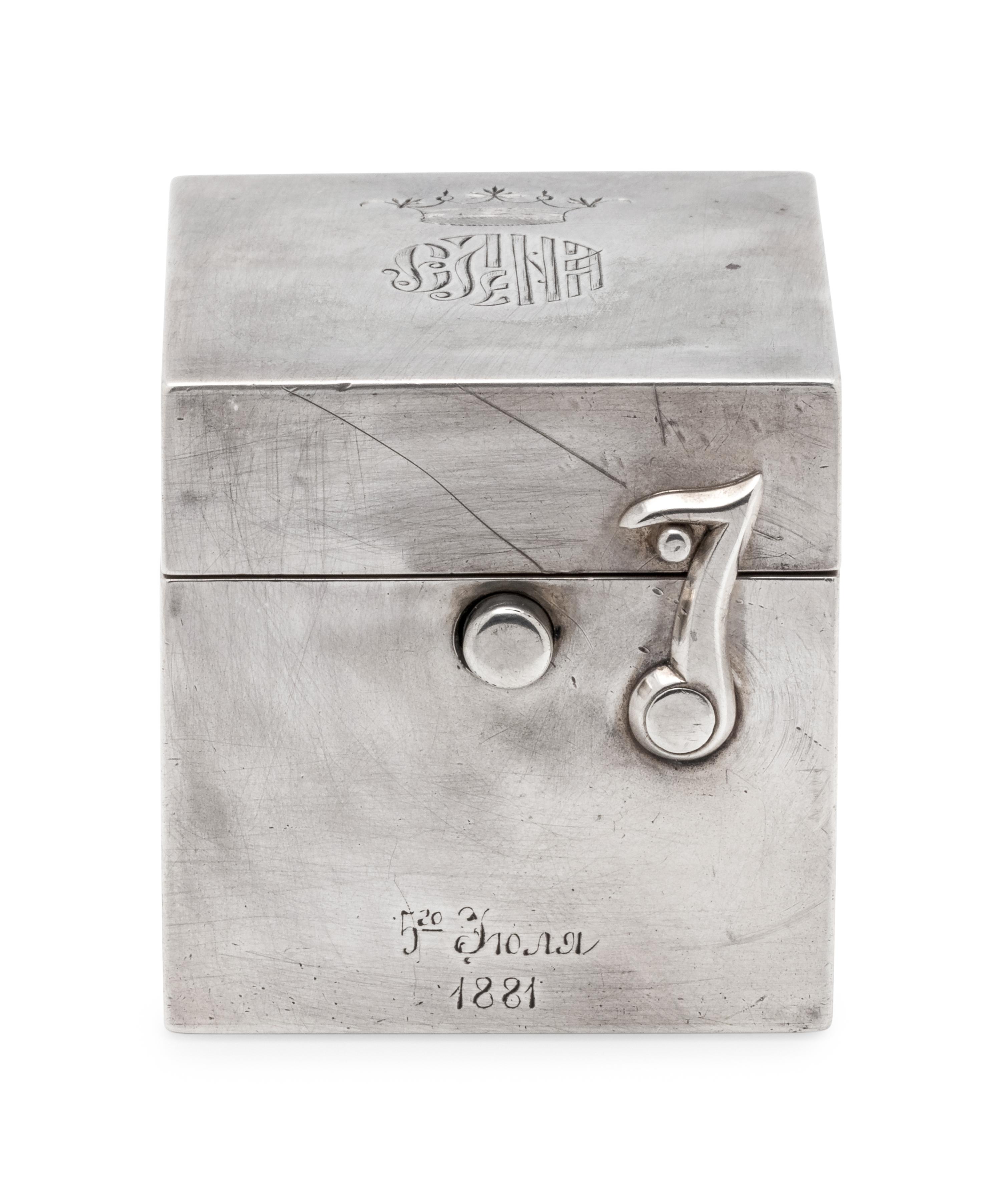 A Russian Silver Travel Inkwell