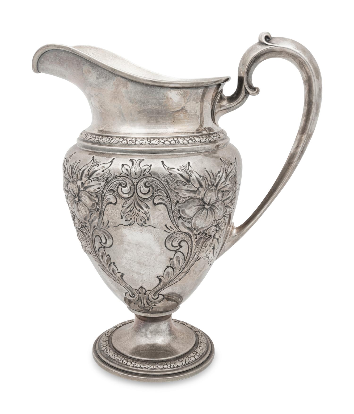 A Whiting Champlain Silver Water Pitcher