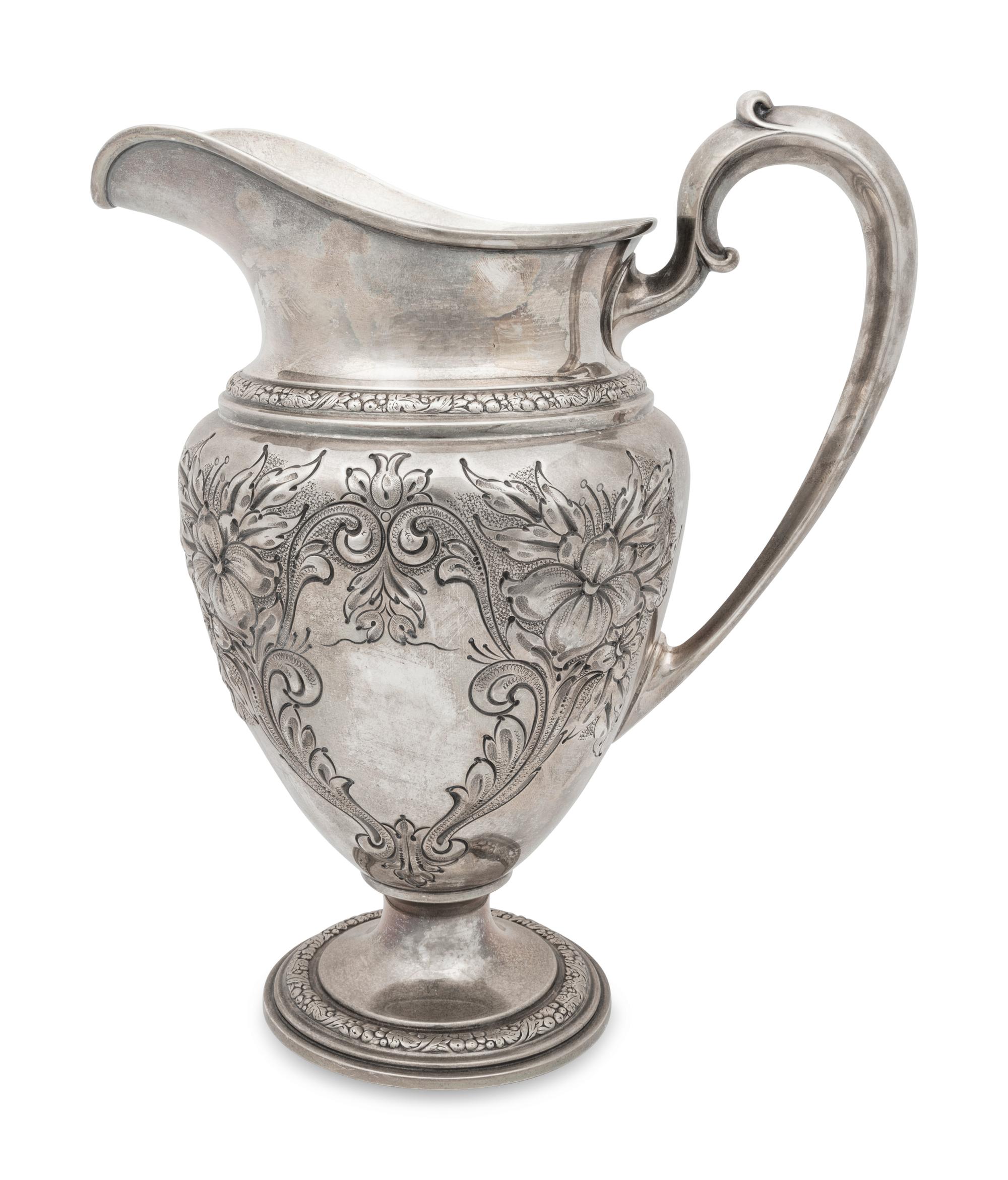 A Whiting Champlain Silver Water Pitcher