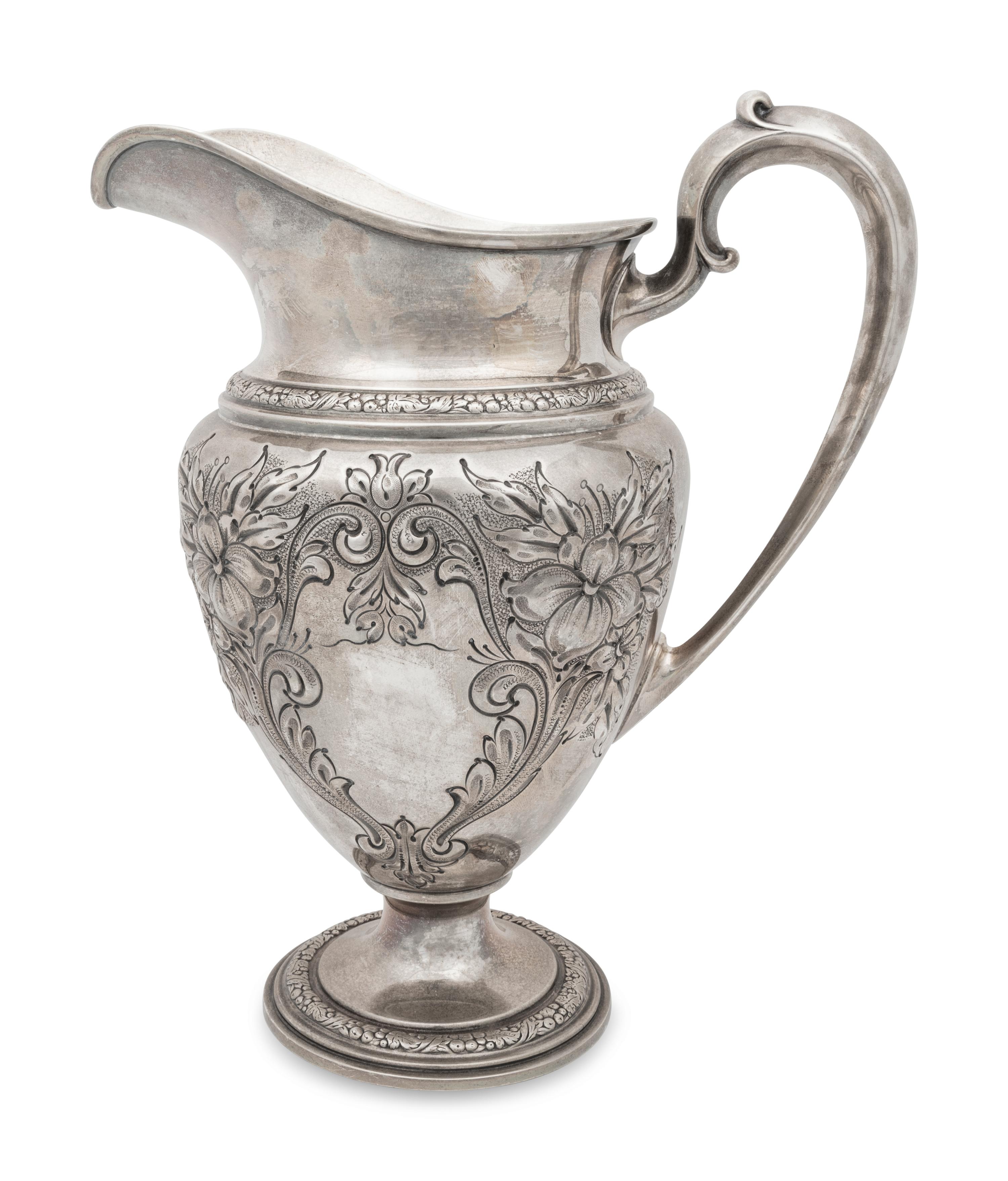 A Whiting Champlain Silver Water Pitcher