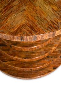 A Contemporary Exotic Wood and Brass Veneered Side Table