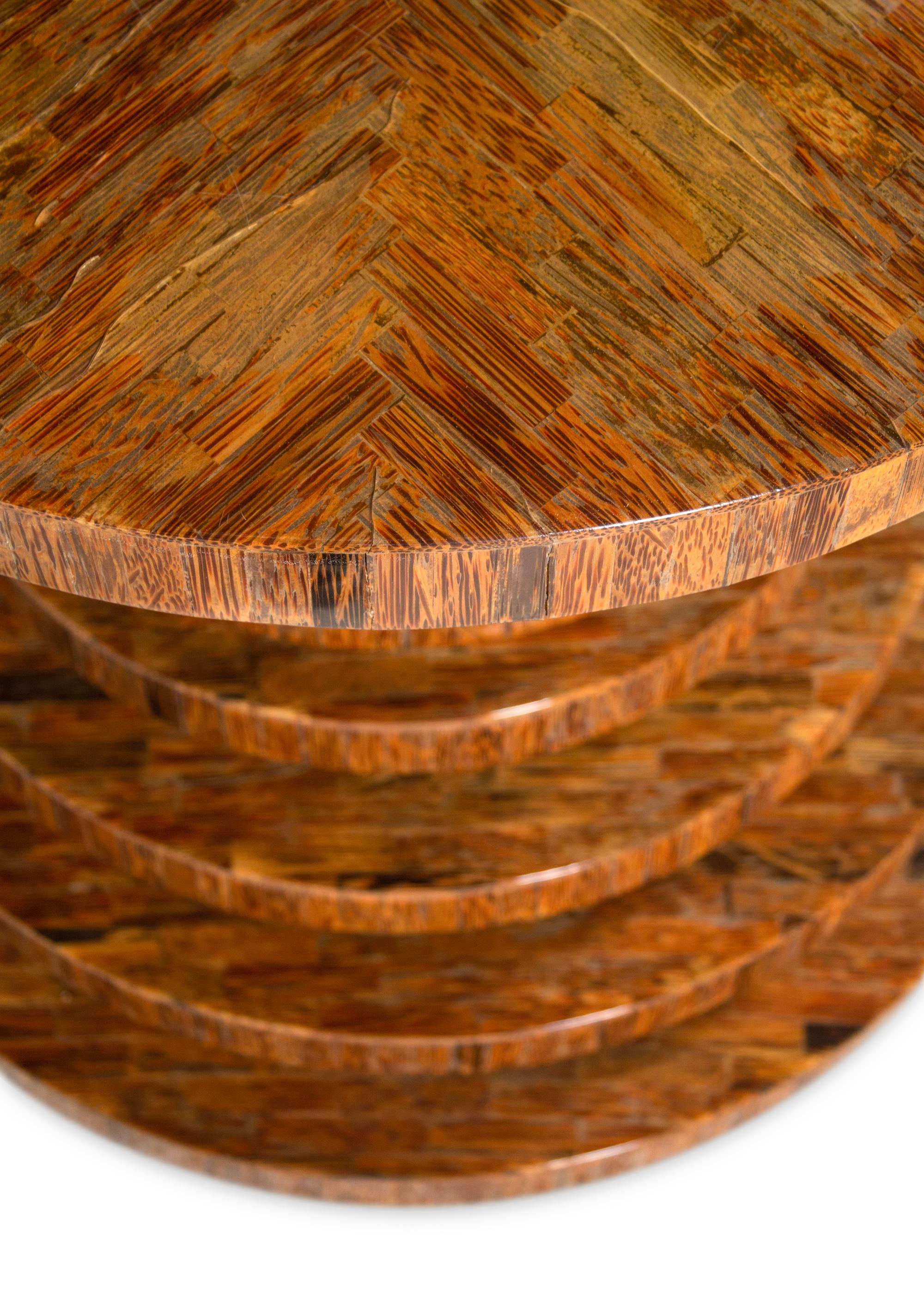 A Contemporary Exotic Wood and Brass Veneered Side Table
