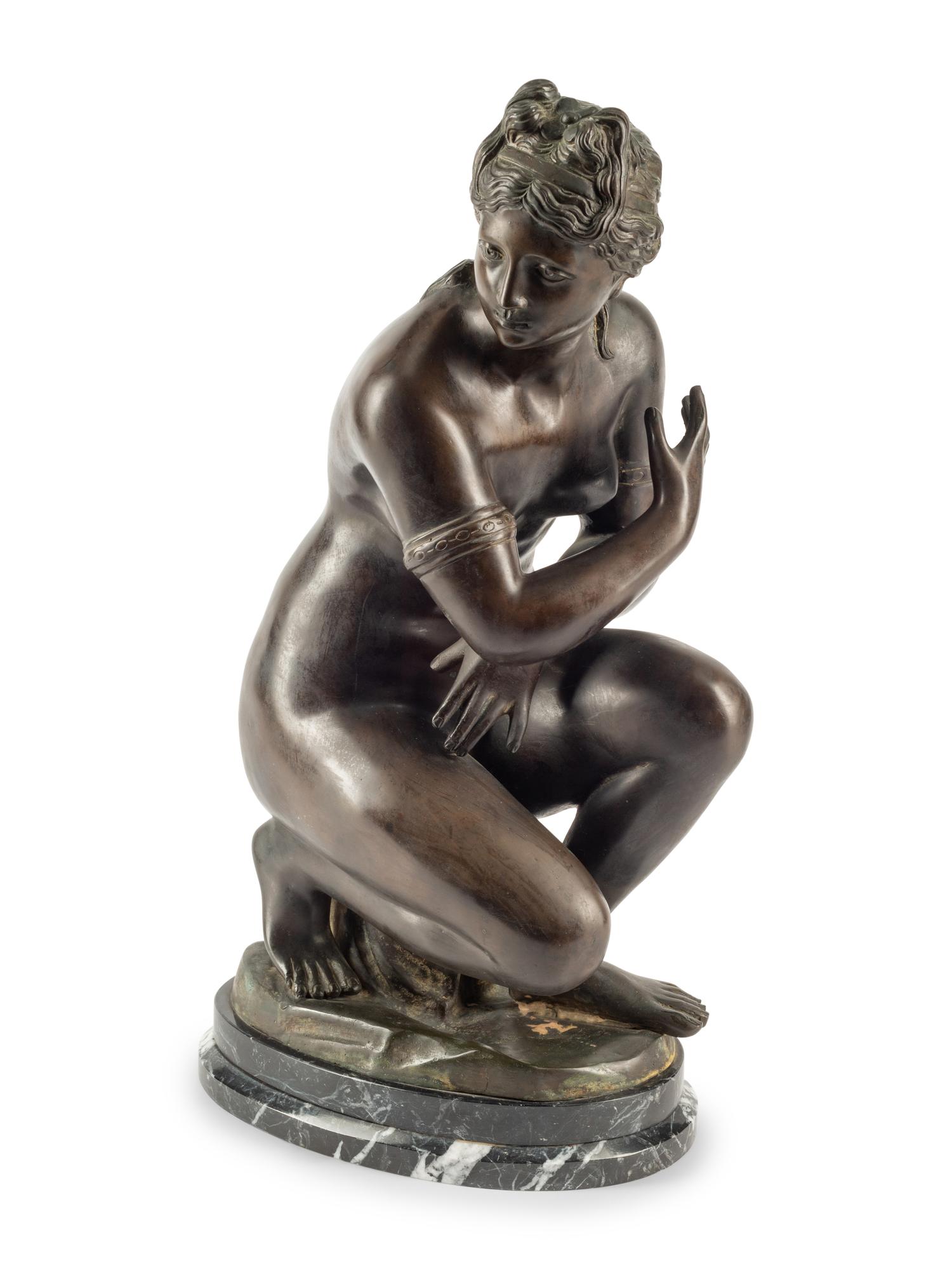 A Continental Bronze Crouching Venus