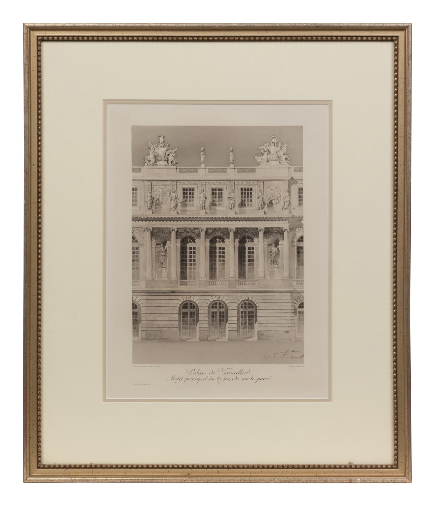 A Set of Six Framed Engravings Depicting Versailles and the Petit Trianon